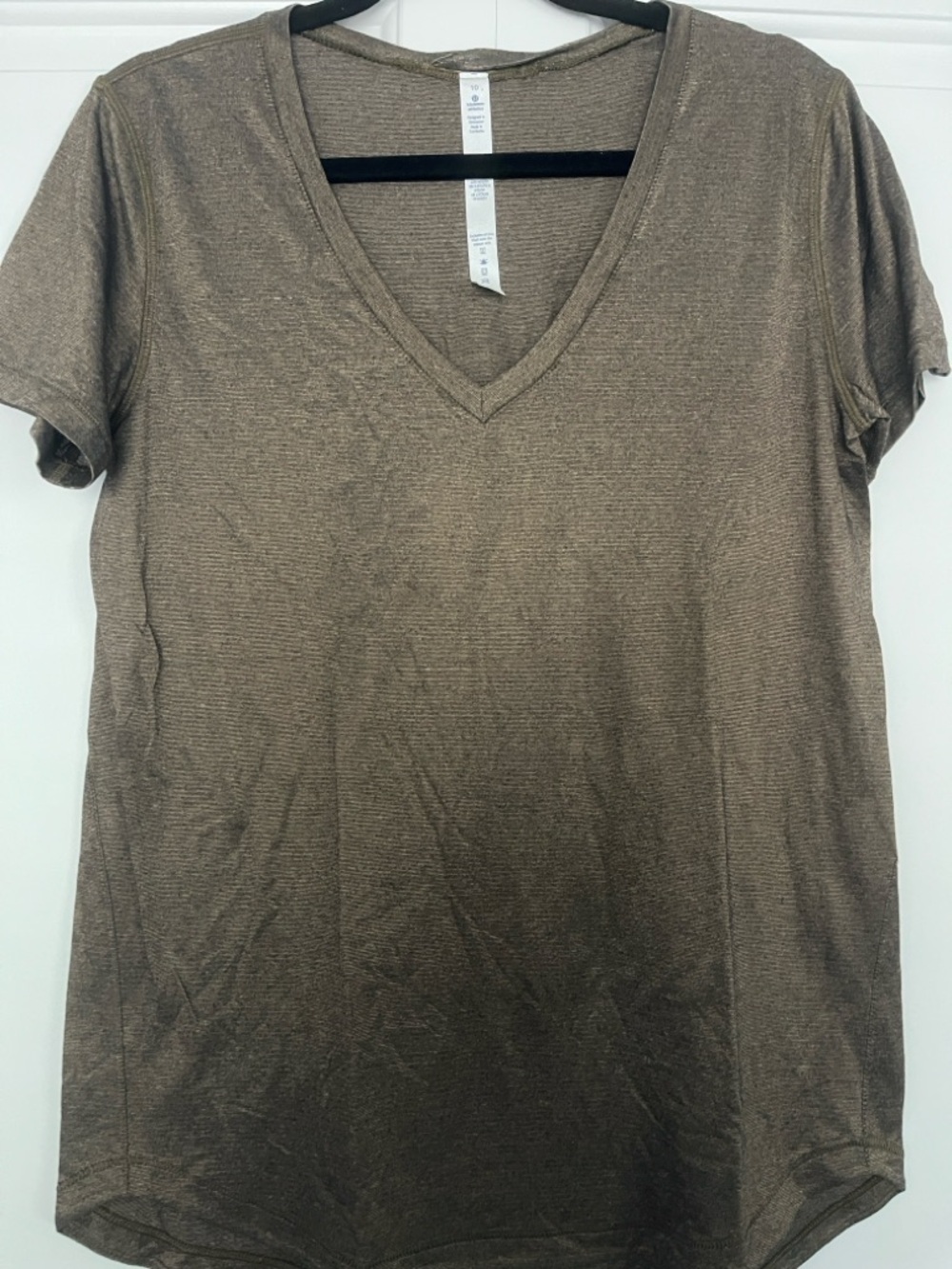 Lululemon Athleta: V-Neck Short Sleeve Women’s Top - Brown/bronze color